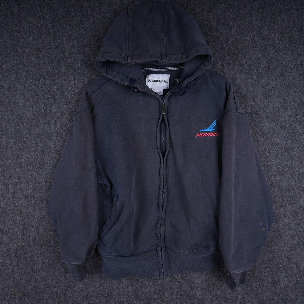 Vintage WearGuard Piedmont Zip Hoodie Mens M Navy Good Heavyweight Cotton 21234